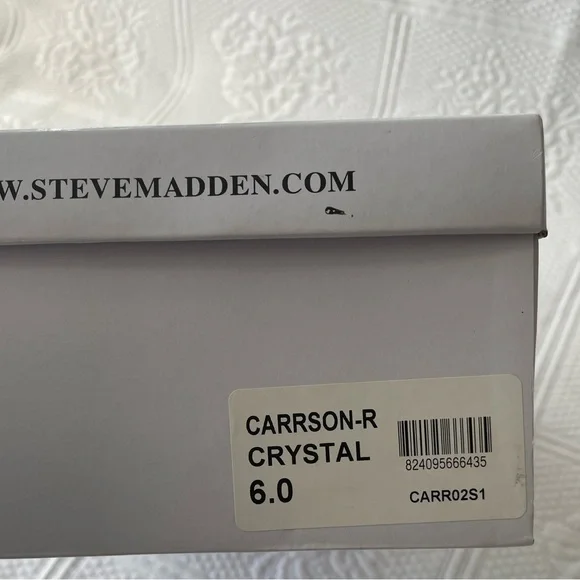 Steve Madden Carson-R Crystal Rhinestone Ankle Strap Open Toe Heels Silver 6 - Picture 13 of 13